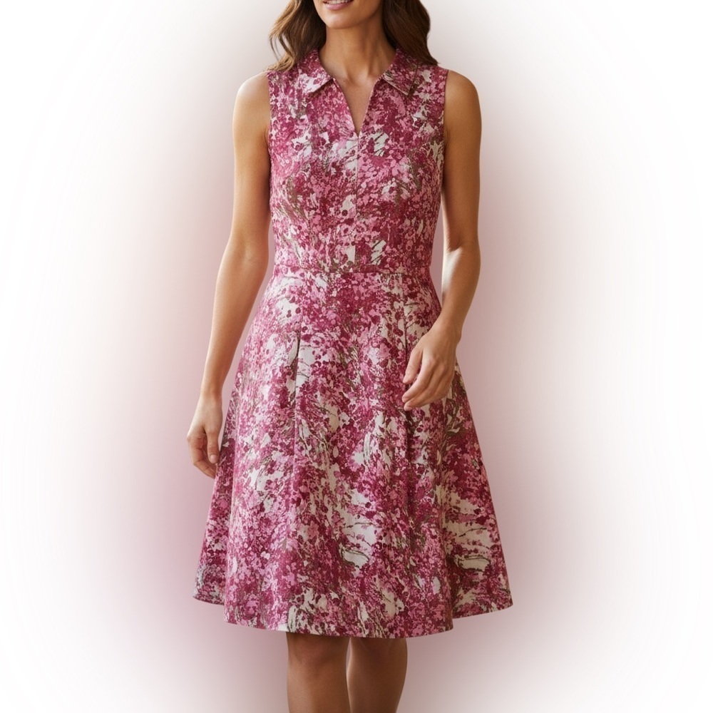 Talbots Women’s Sz 10 100% Linen Pink Floral Fit & Flare
Dress Feminine Event